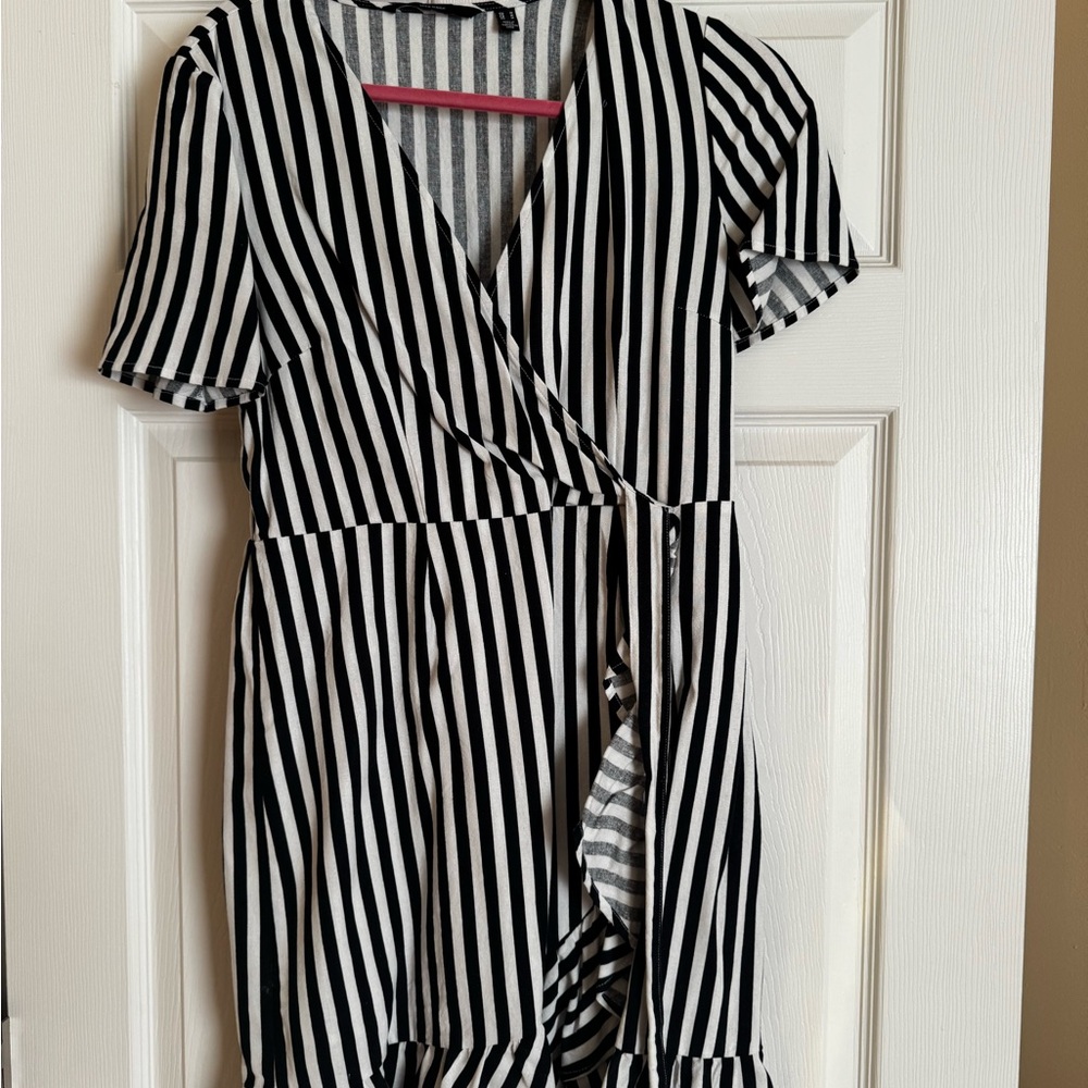 Chic Black and White Striped Dress